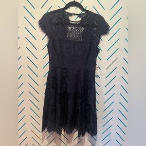 BB Dakota Navy Rihanna Cap Sleeve Navy Floral Lace Dress